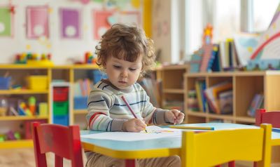 eingewoehnung in der kita kind beim malen