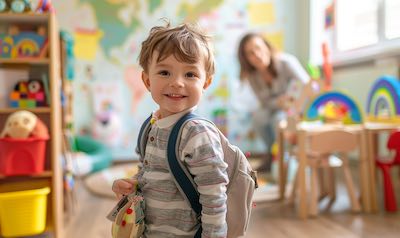 eingewoehnung in der kita kind mit rucksack