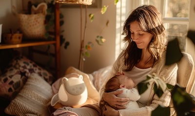 freihändige Milchpumpe Büro berufstätige Mutter